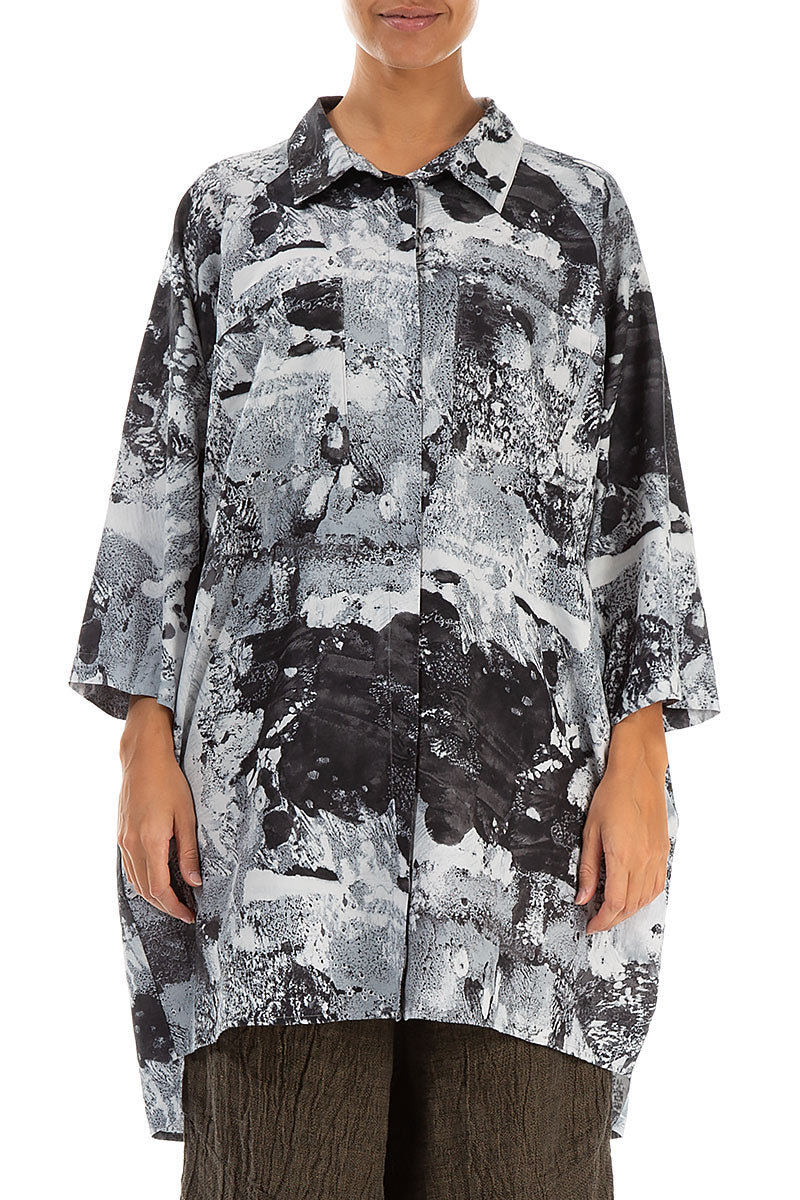 Longer Back Alabaster Silk Cotton Shirt 1