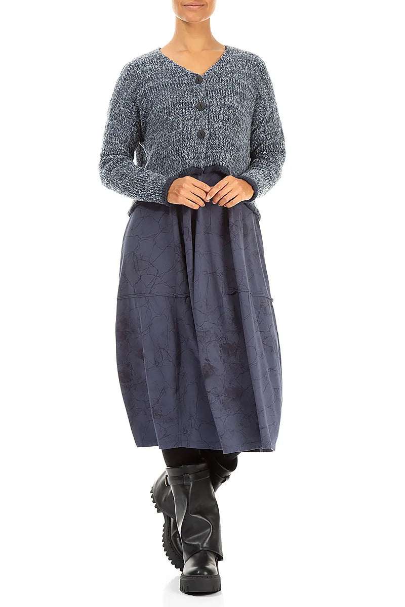 Longer Back Mélange Dusty Blue Wool Cardigan 4