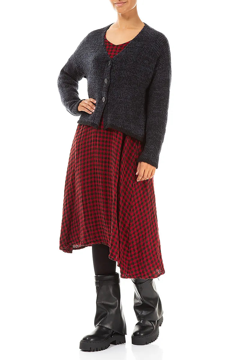 Longer Back Mélange Midnight Grey Wool Cardigan 5