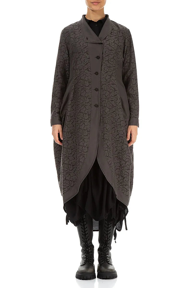 Longer Back Ornamented Forest Brown Silk Cotton Jacket 2