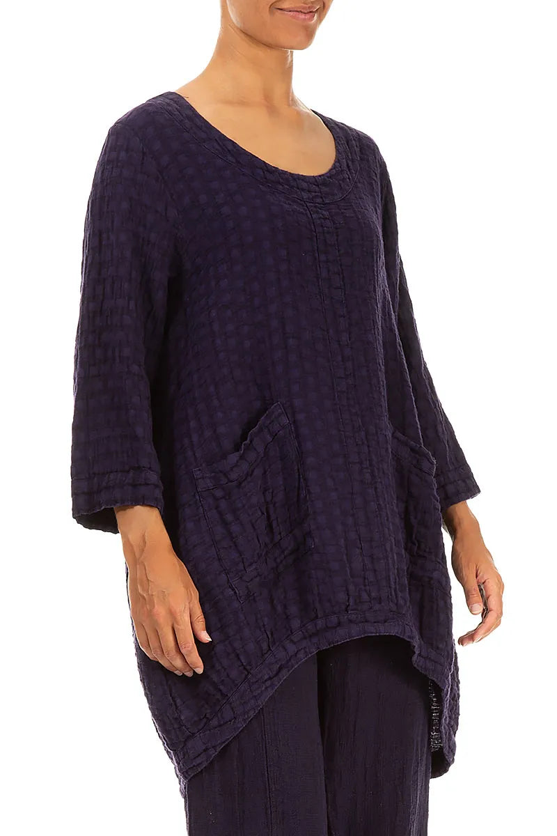 Longer Back Royal Purple Textured Linen Tunic 3