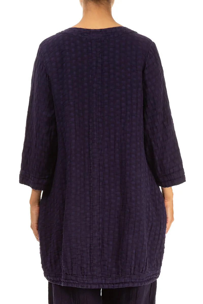Longer Back Royal Purple Textured Linen Tunic 2