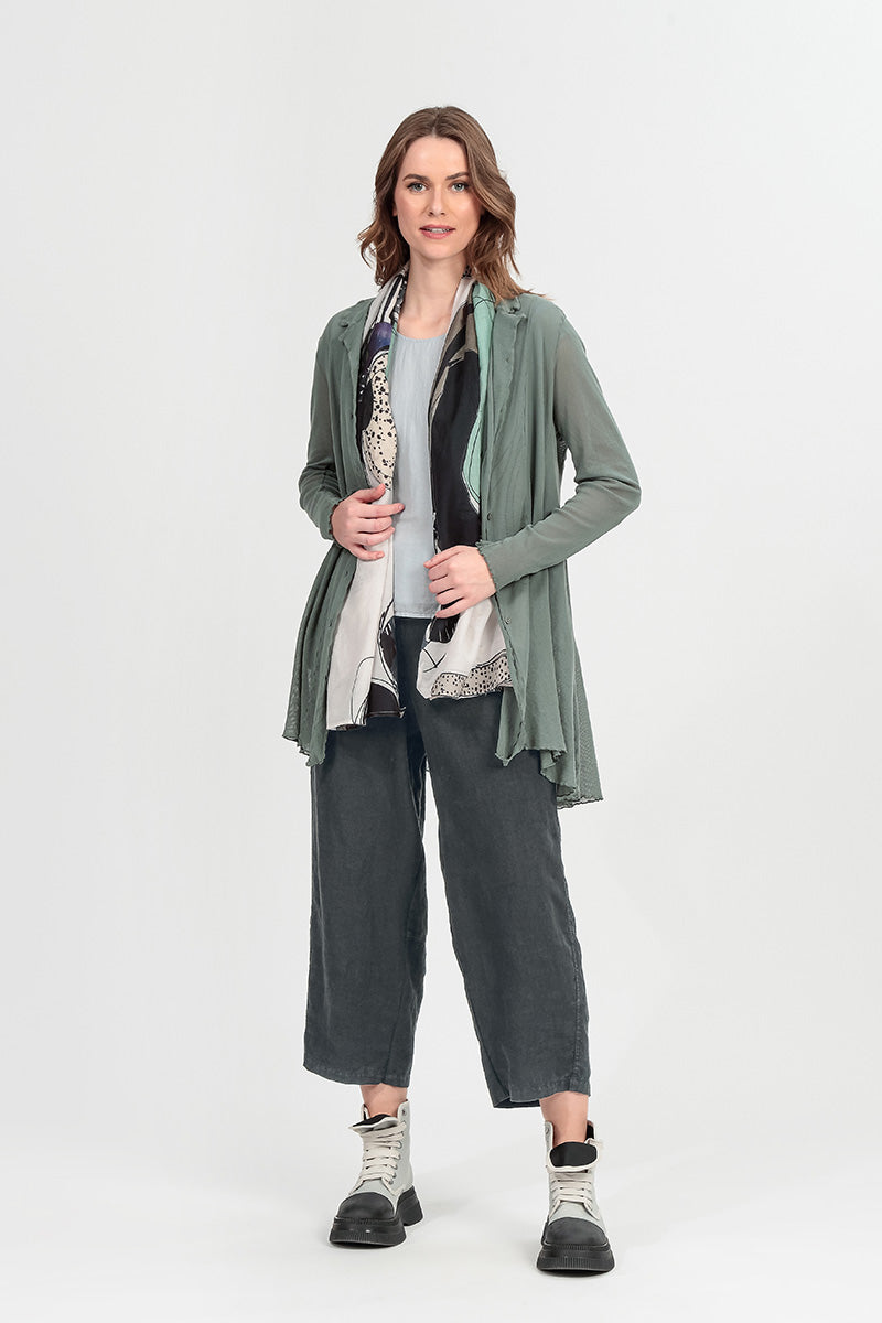 Longer Back Sage Mesh Soft Cotton Jacket 6