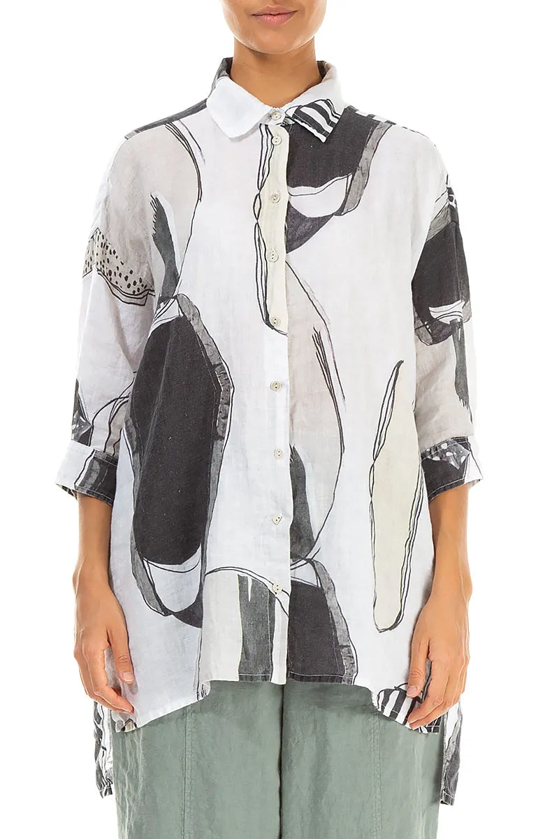 Longer Back Tumbled Stone Linen Shirt 2