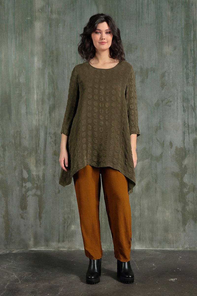 Longer Edges Bubble Khaki Silk Tunic 6