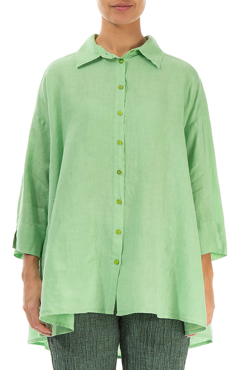 Loose Green Sorbet Linen Shirt