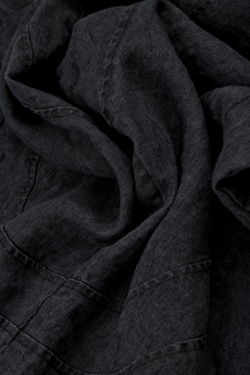 Loose Back Pockets Black Linen Trousers 5
