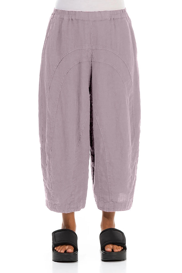 Loose Back Pockets Lilac Linen Trousers 1