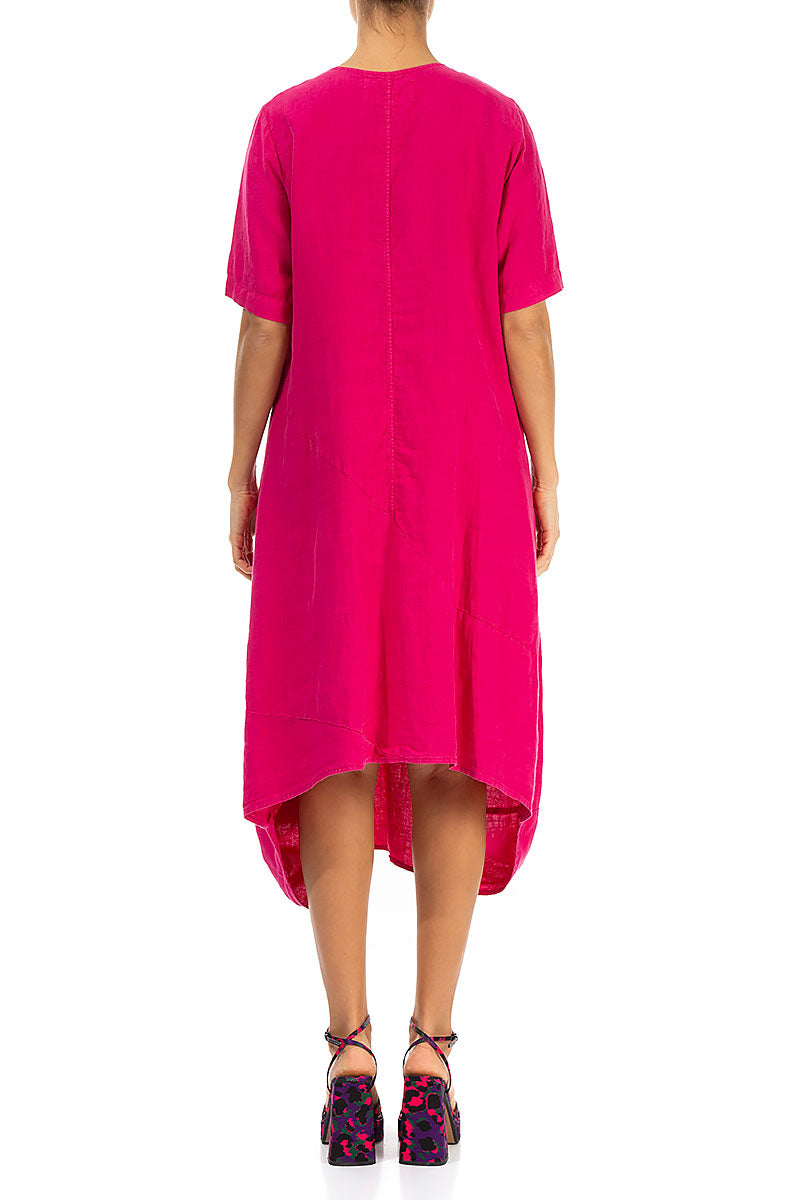 Loose Bright Berry Linen Dress 2