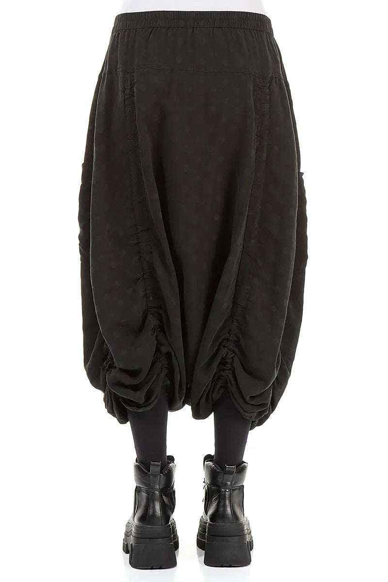 Loose Black Dotty Silk Cotton Trousers 2