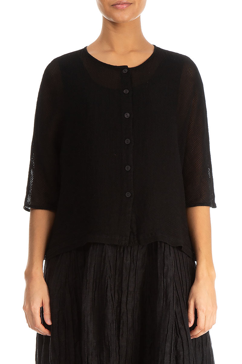 Loose Black Mesh Silk Jacket 1