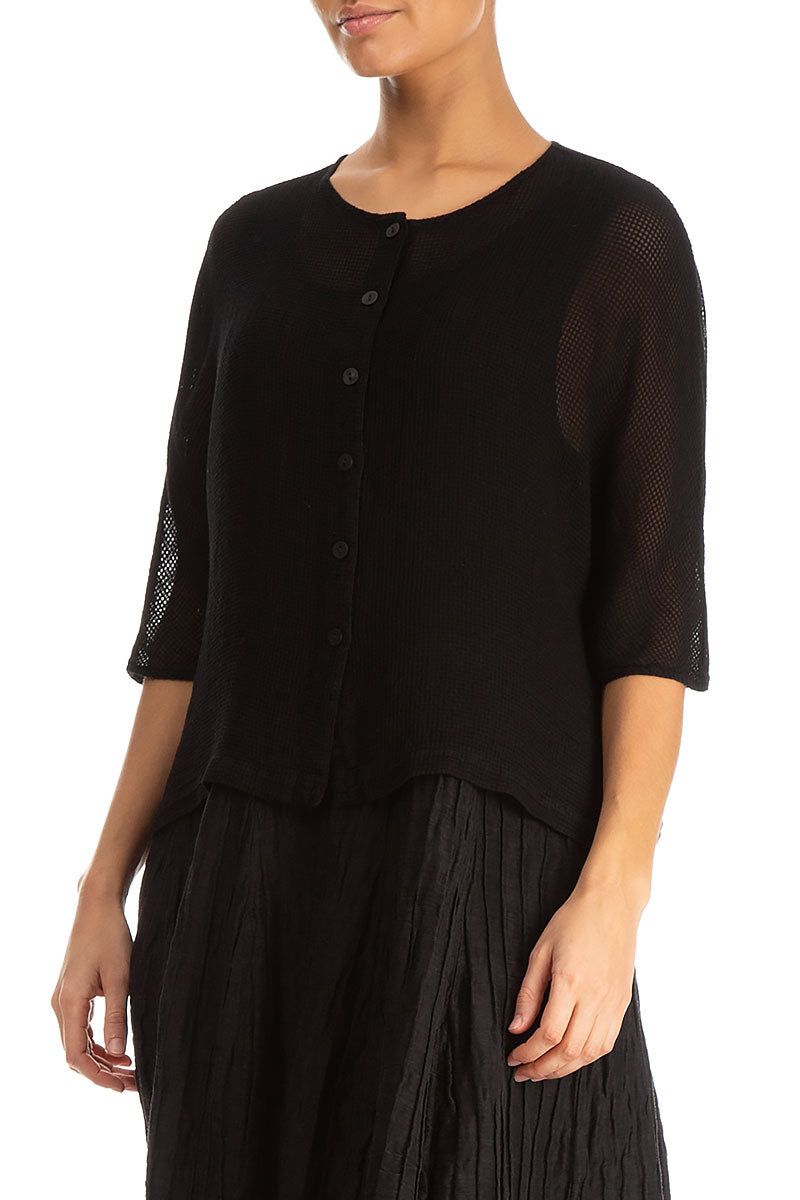 Loose Black Mesh Silk Jacket 3