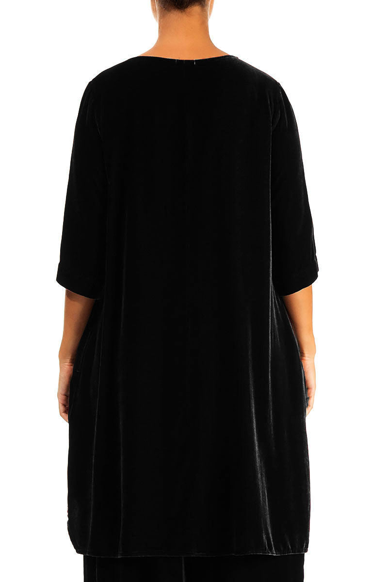 Loose Black Silk Velvet Tunic 2