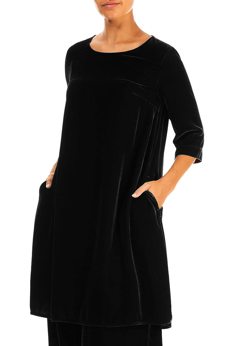 Loose Black Silk Velvet Tunic 3