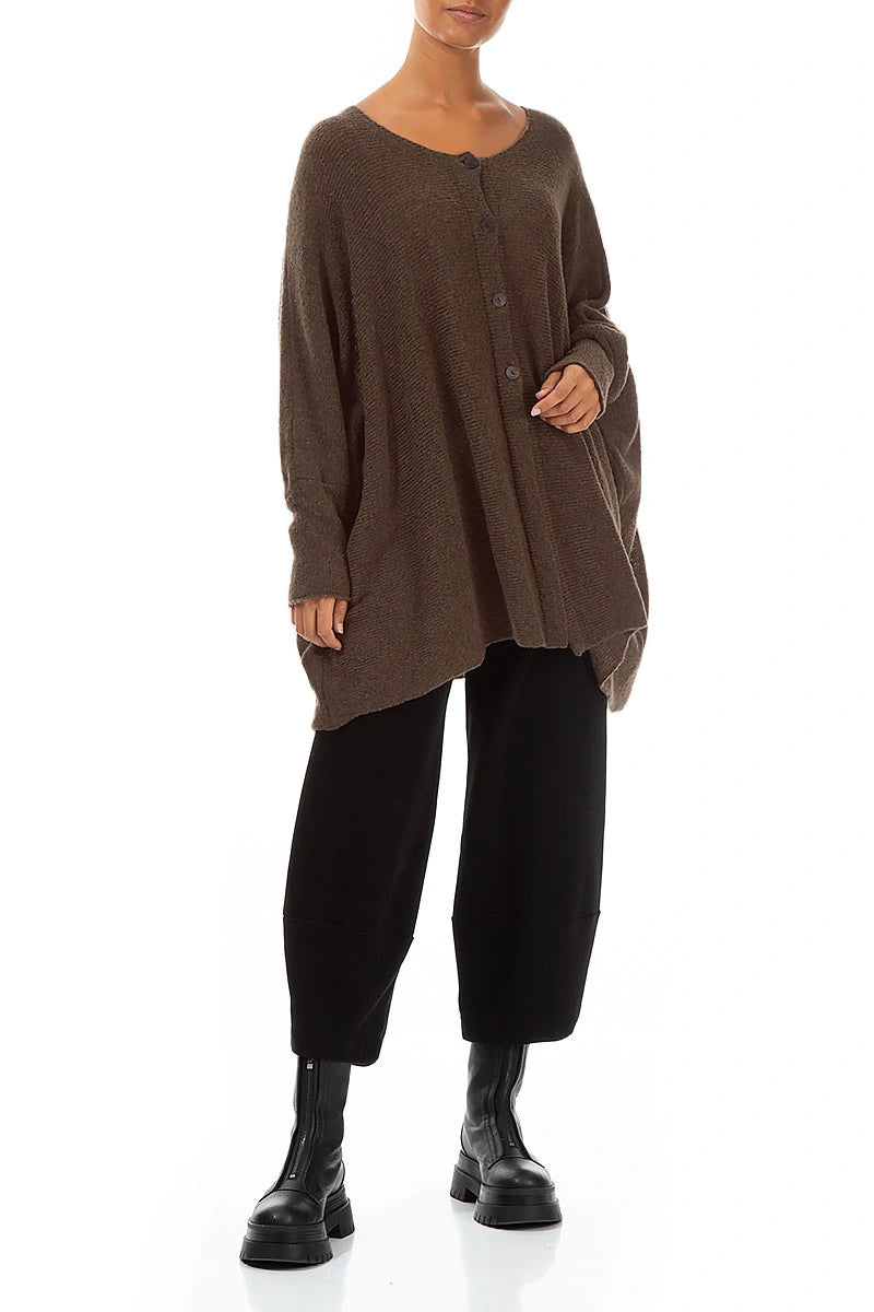 Loose Boxy Brown Wool Cardigan 4