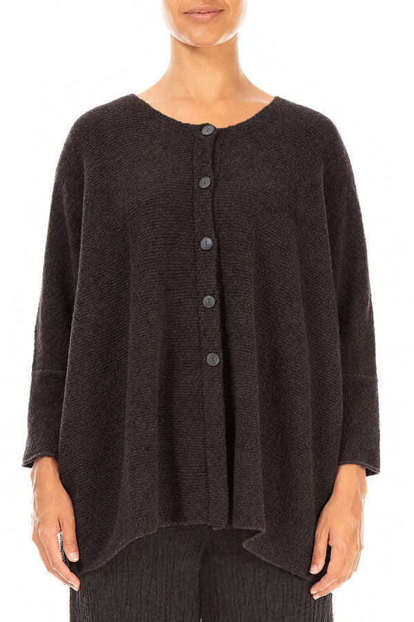Loose Boxy Chocolate Wool Cardigan 1