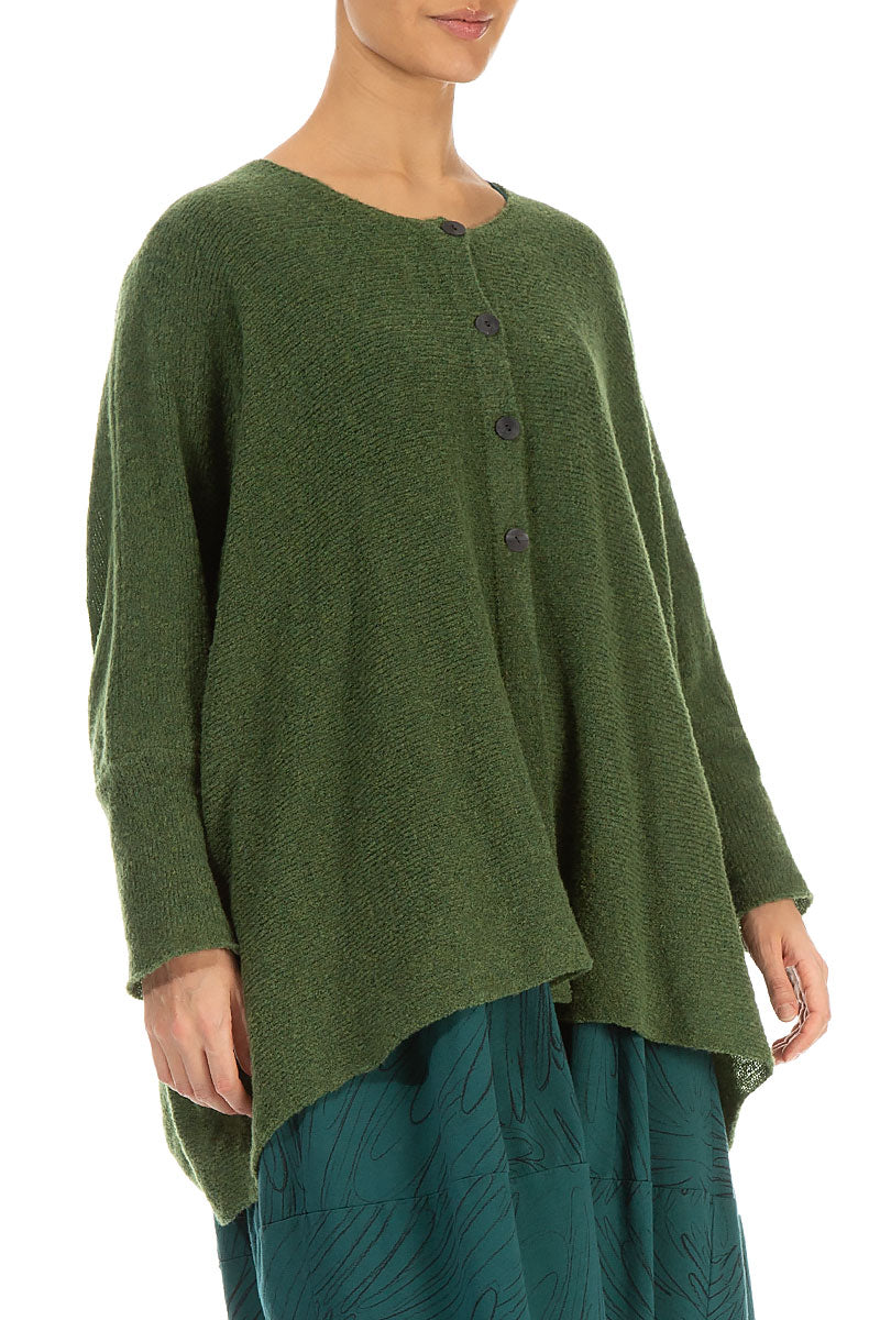 Loose Boxy Dark Sage Wool Cardigan 3