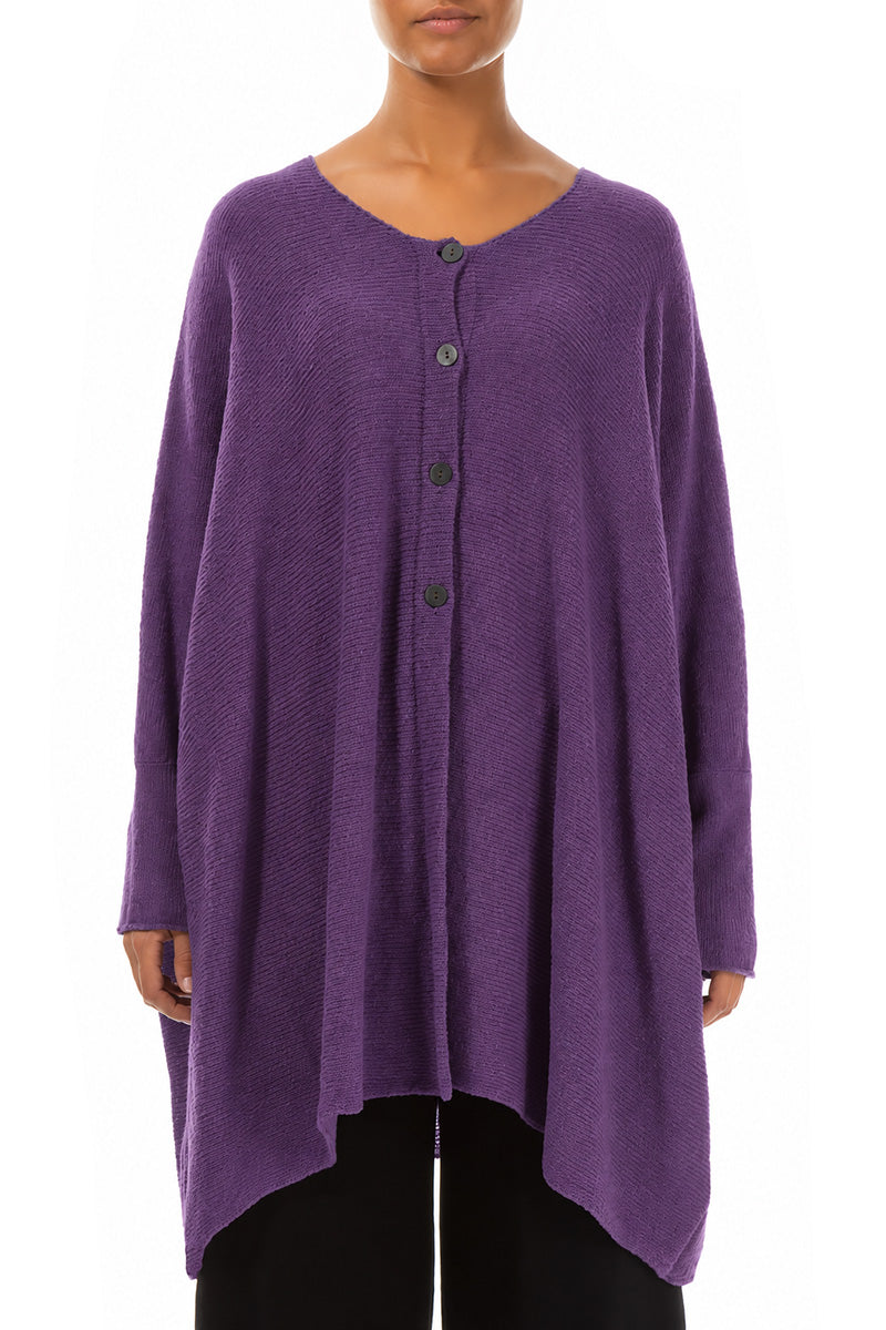 Loose Boxy Purple Wool Cardigan