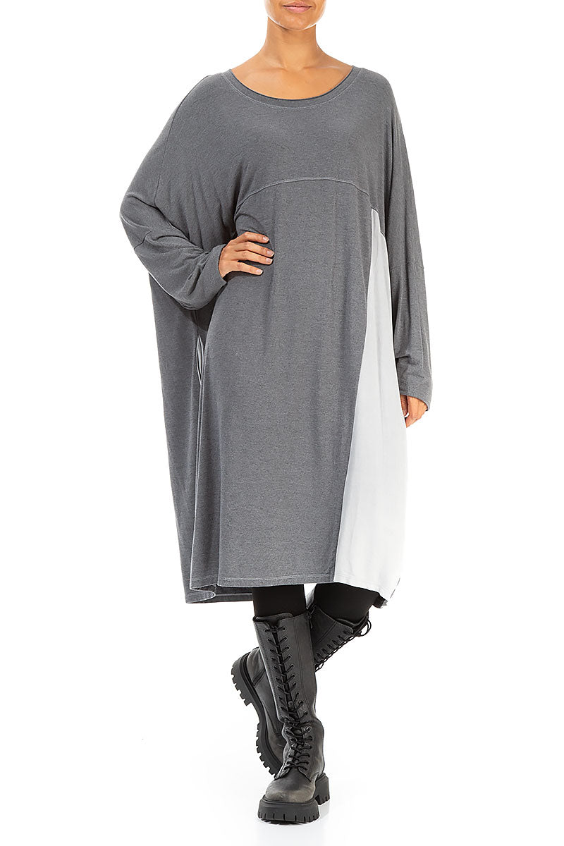 Loose Boxy Silver Cotton Tunic Dress 4