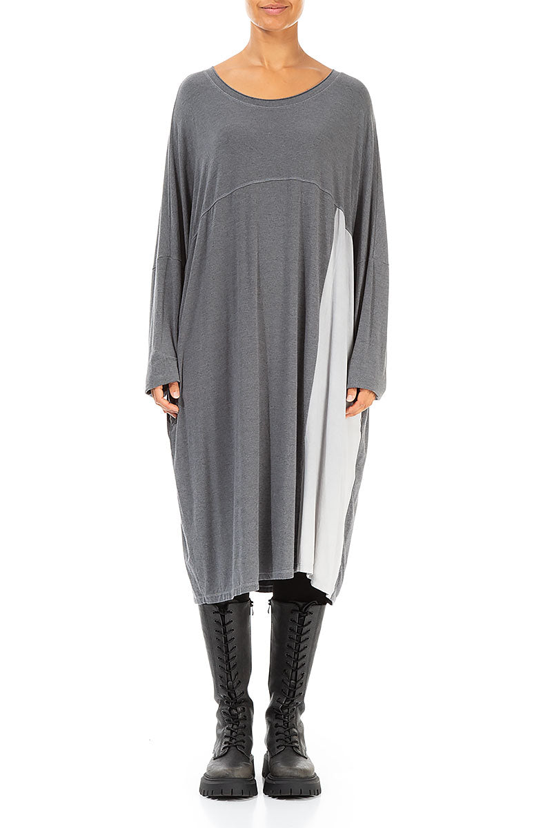 Loose Boxy Silver Cotton Tunic Dress 1