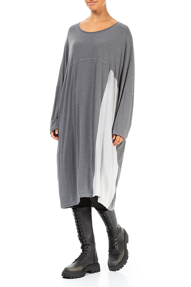 Loose Boxy Silver Cotton Tunic Dress 3