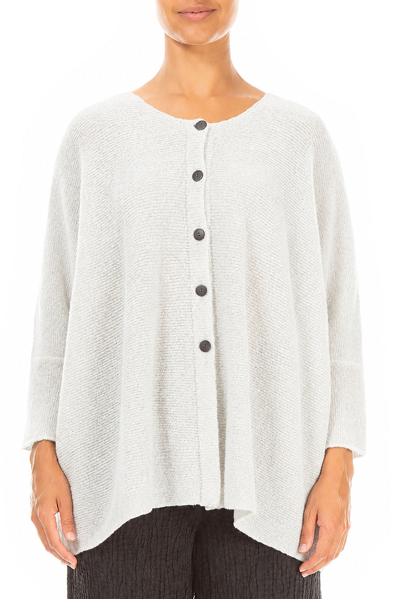 Loose Boxy White Wool Cardigan