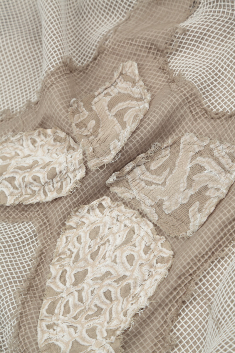 Loose Butterfly Beige Mesh Silk Blouse