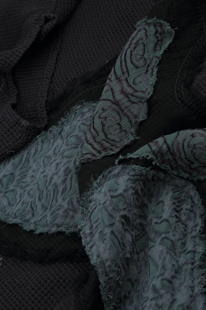 Chemisier ample en soie graphite à motif papillon