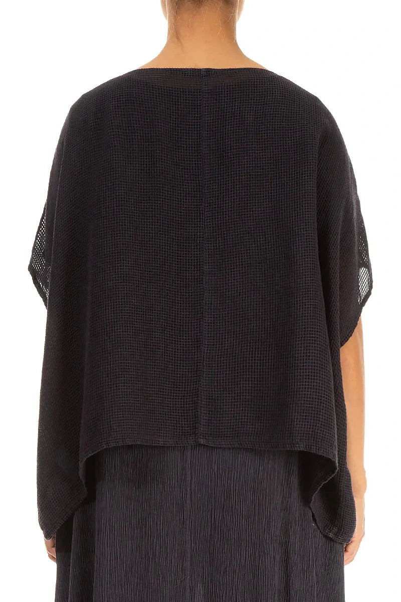 Chemisier ample en soie graphite à motif papillon