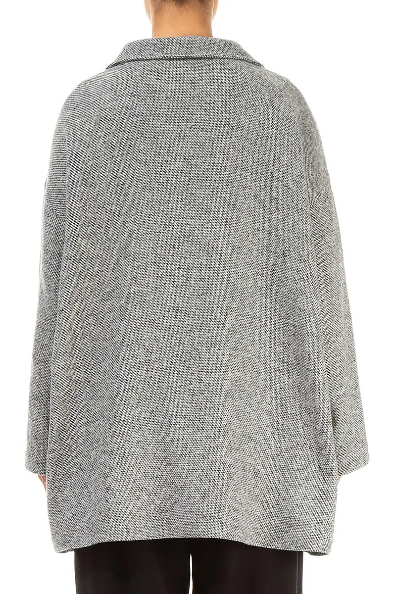 Loose Collar Neck Soft Grey Wool Jacket 2