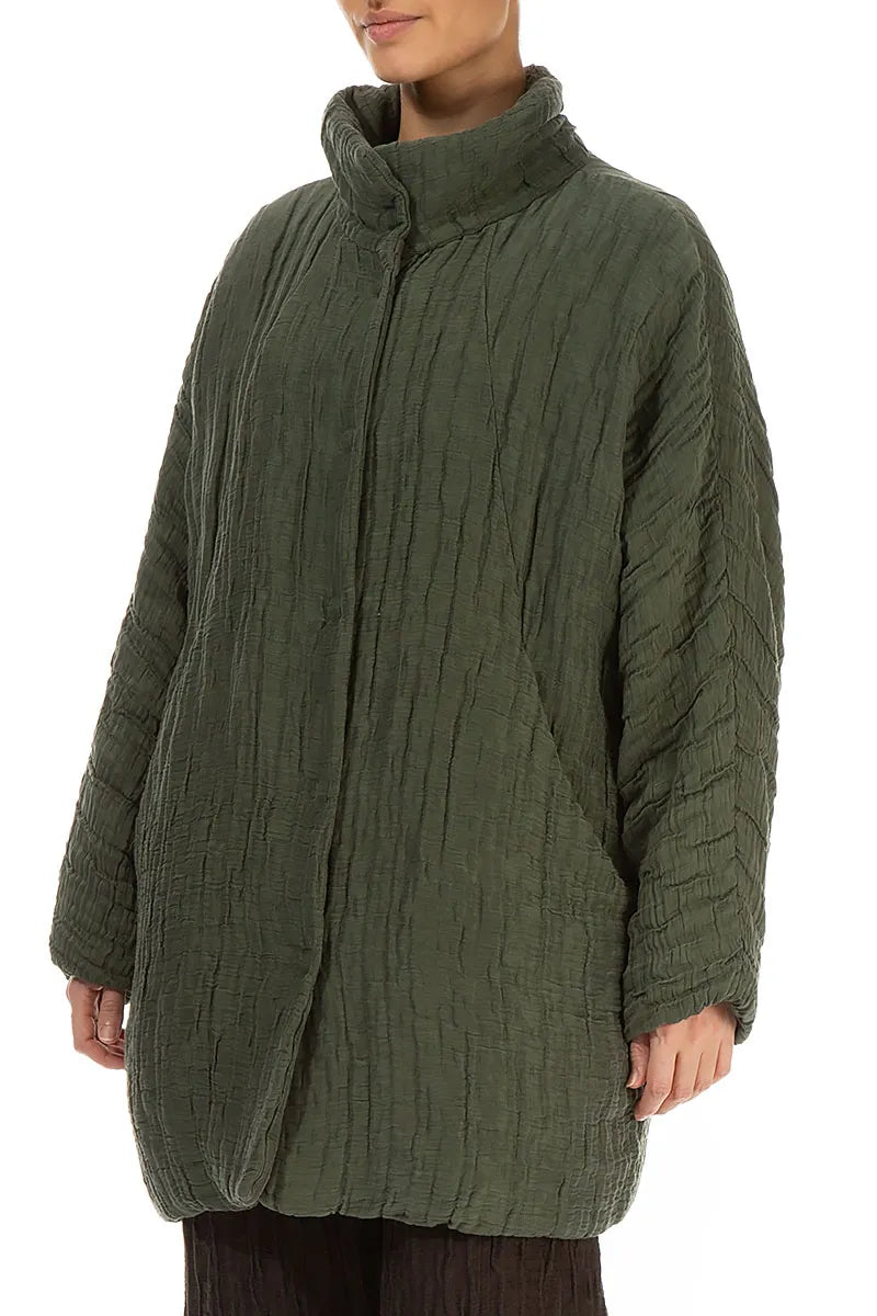 Loose Crinkled Forest Mist Silk Linen Coat 3