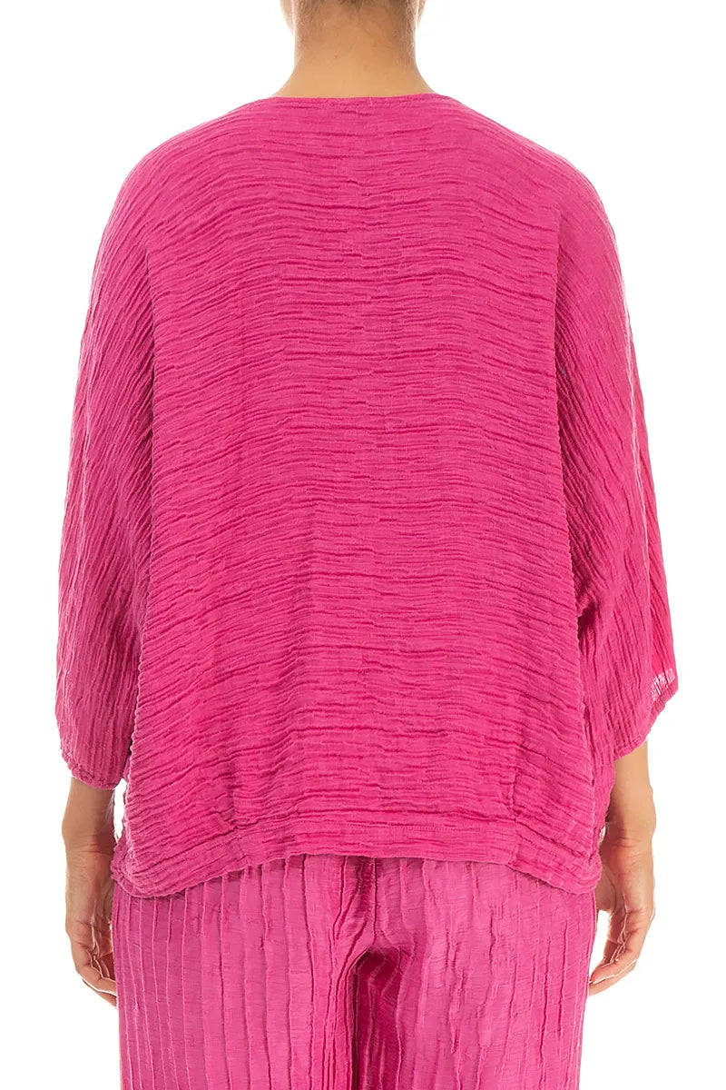 Loose Crinkled Fuchsia Silk Blouse 2