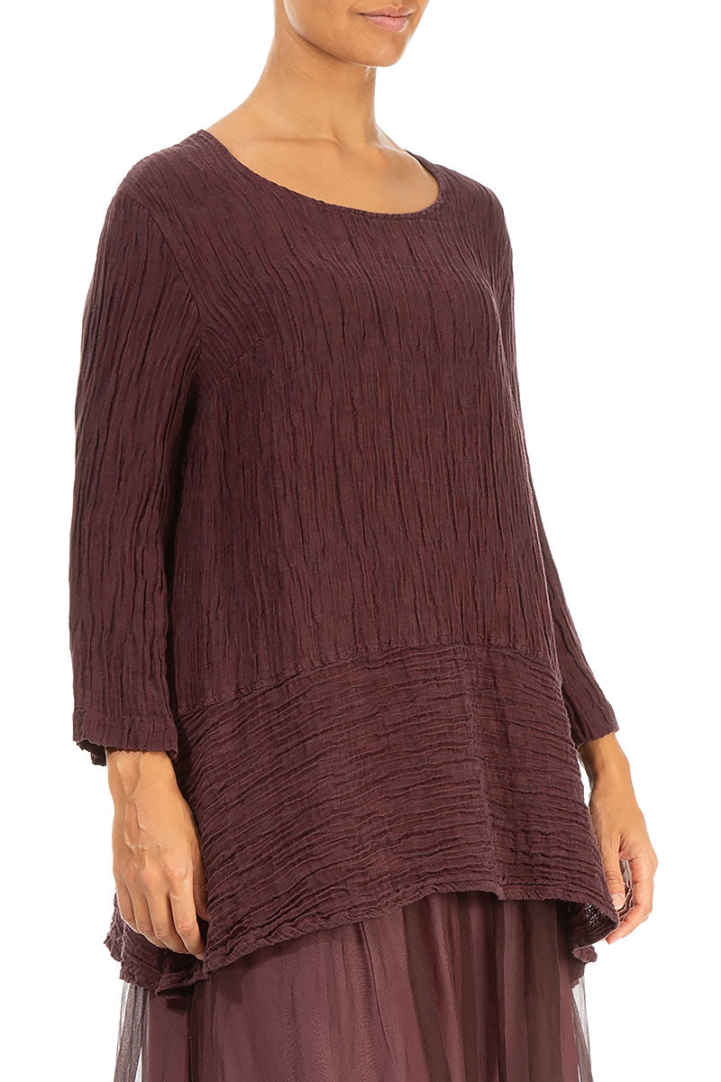 Loose Crinkled Merlot Silk Tunic 3