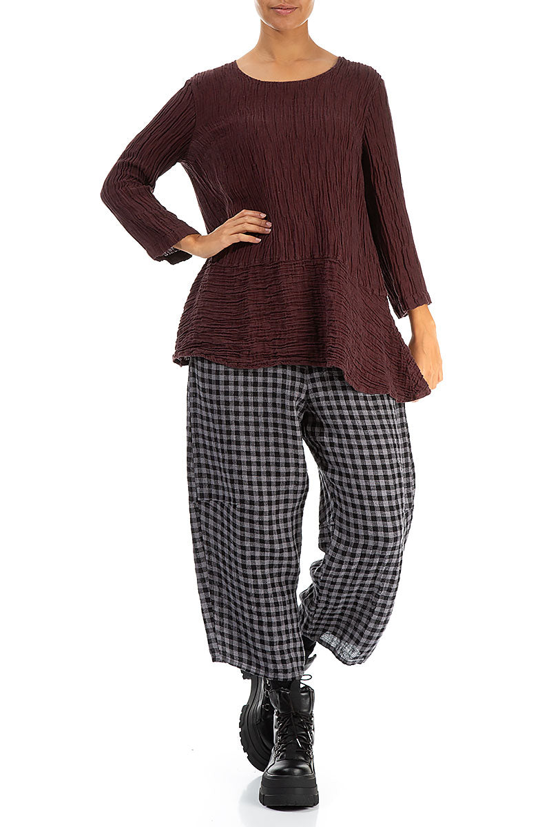 Loose Crinkled Merlot Silk Tunic 5