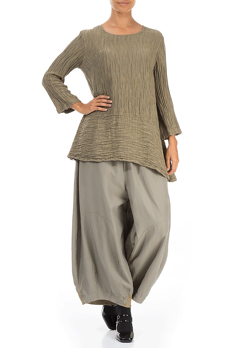 Loose Crinkled Silver Sage Silk Tunic 4