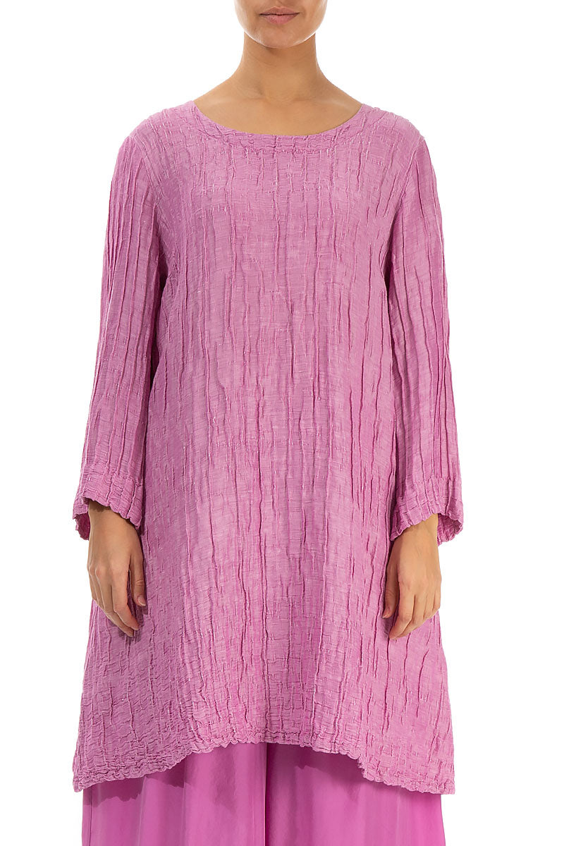 Loose Crinkled Wild Berry Silk Tunic 1
