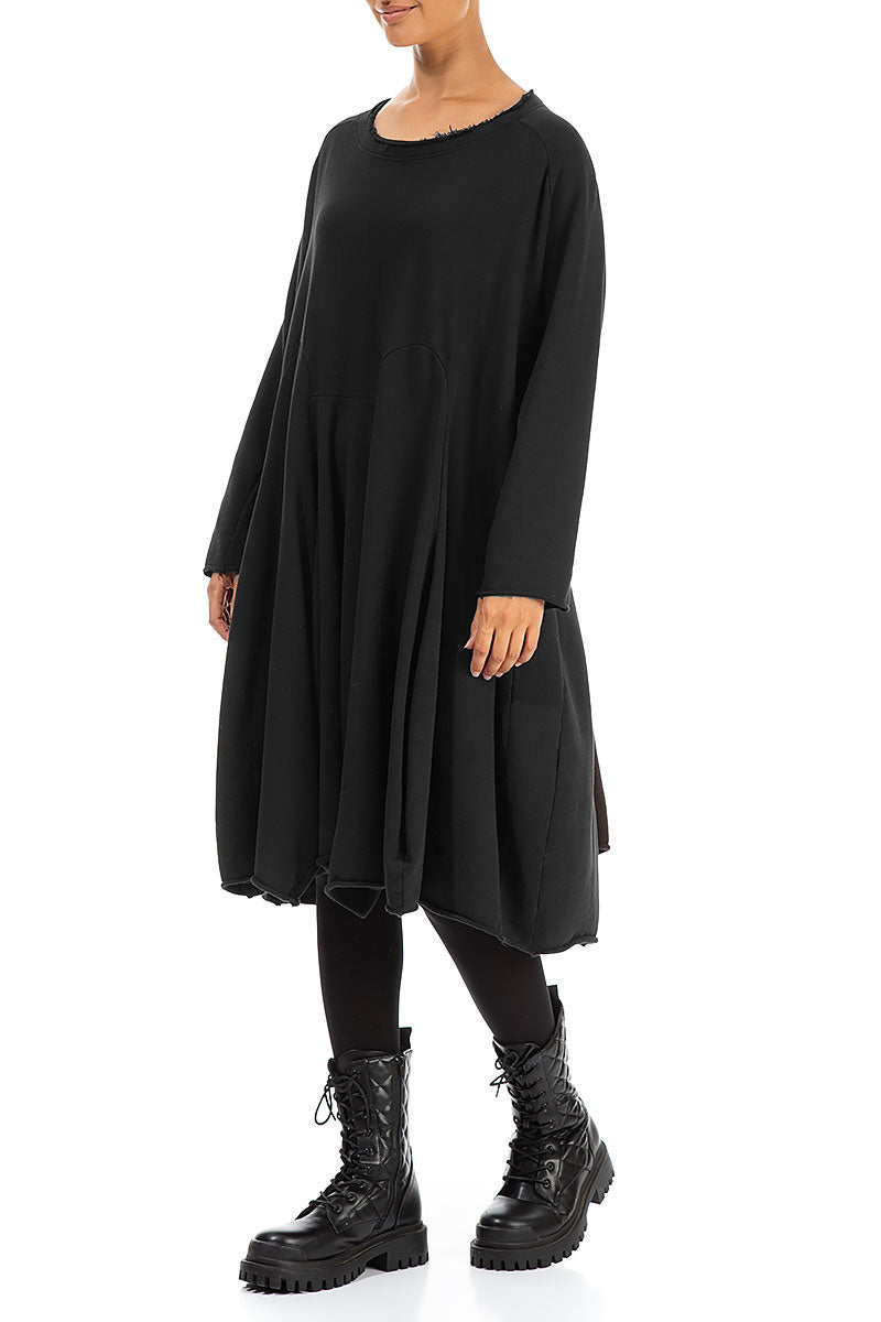 Loose Flared Black Cotton Dress 3