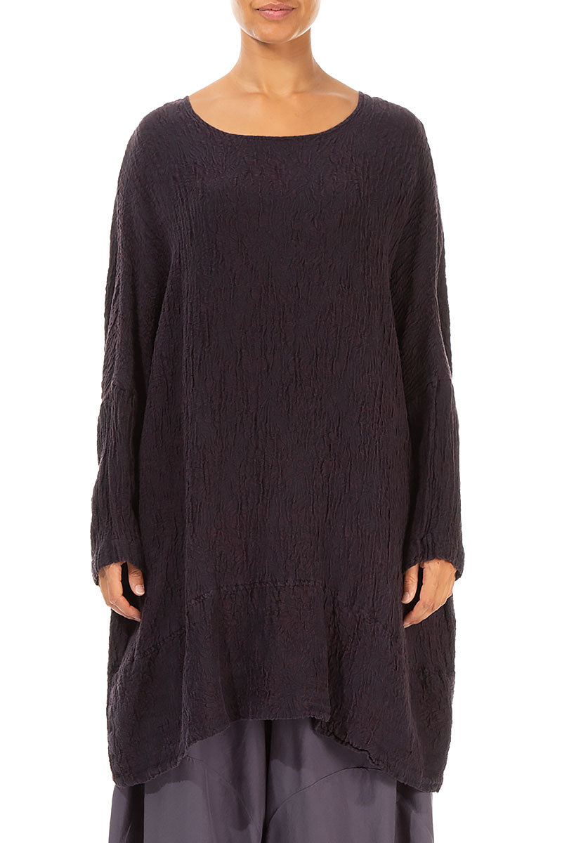 Loose Floral Dark Violet Silk Tunic 1