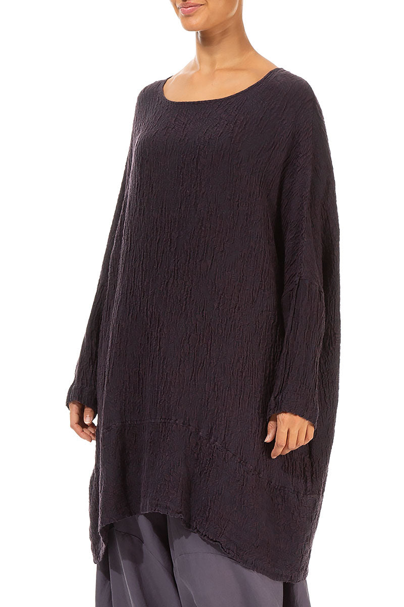 Loose Floral Dark Violet Silk Tunic 3