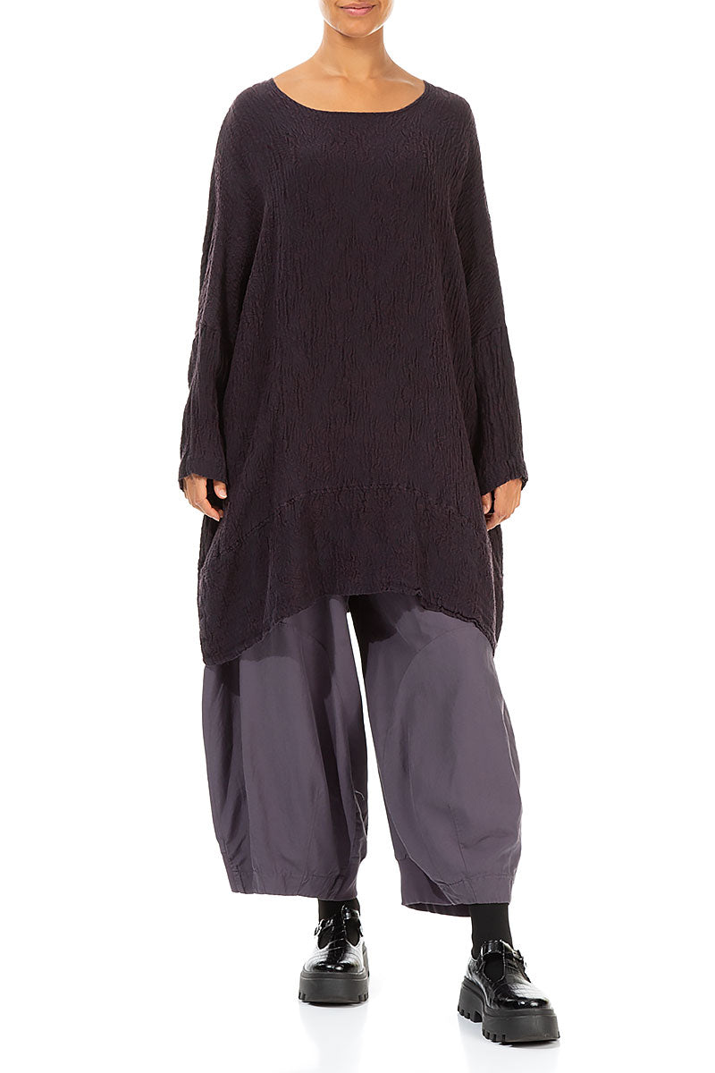 Loose Floral Dark Violet Silk Tunic 4