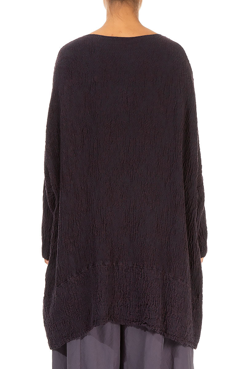 Loose Floral Dark Violet Silk Tunic 2