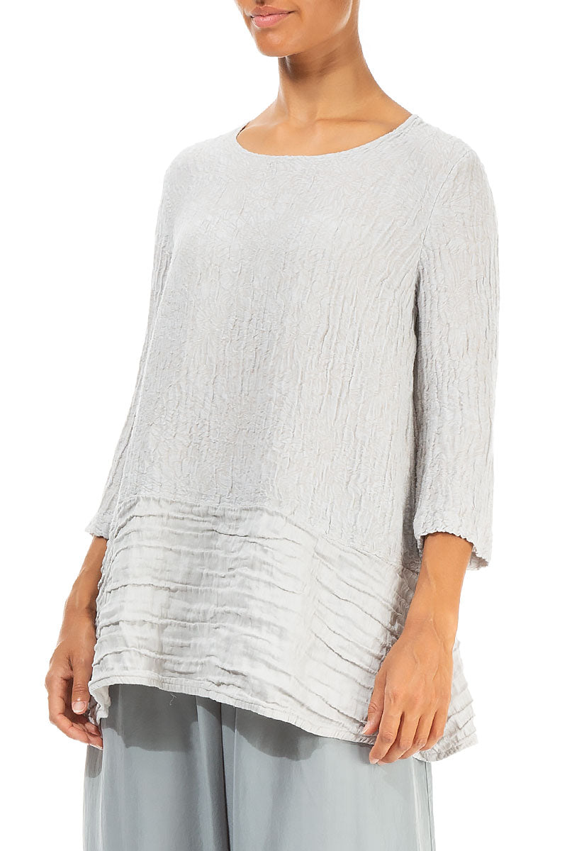 Loose Floral Cream Grey Silk Linen Tunic 3