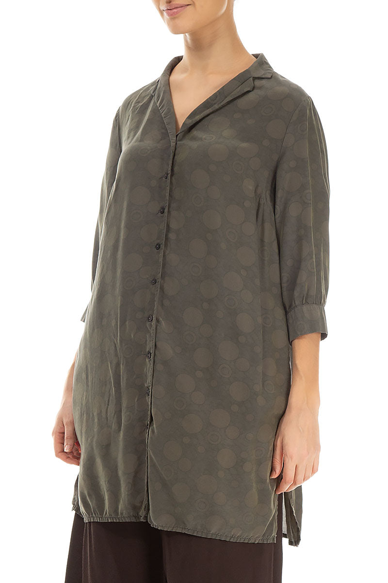 Loose Forest Mist Bubbles Silk Bamboo Shirt 3
