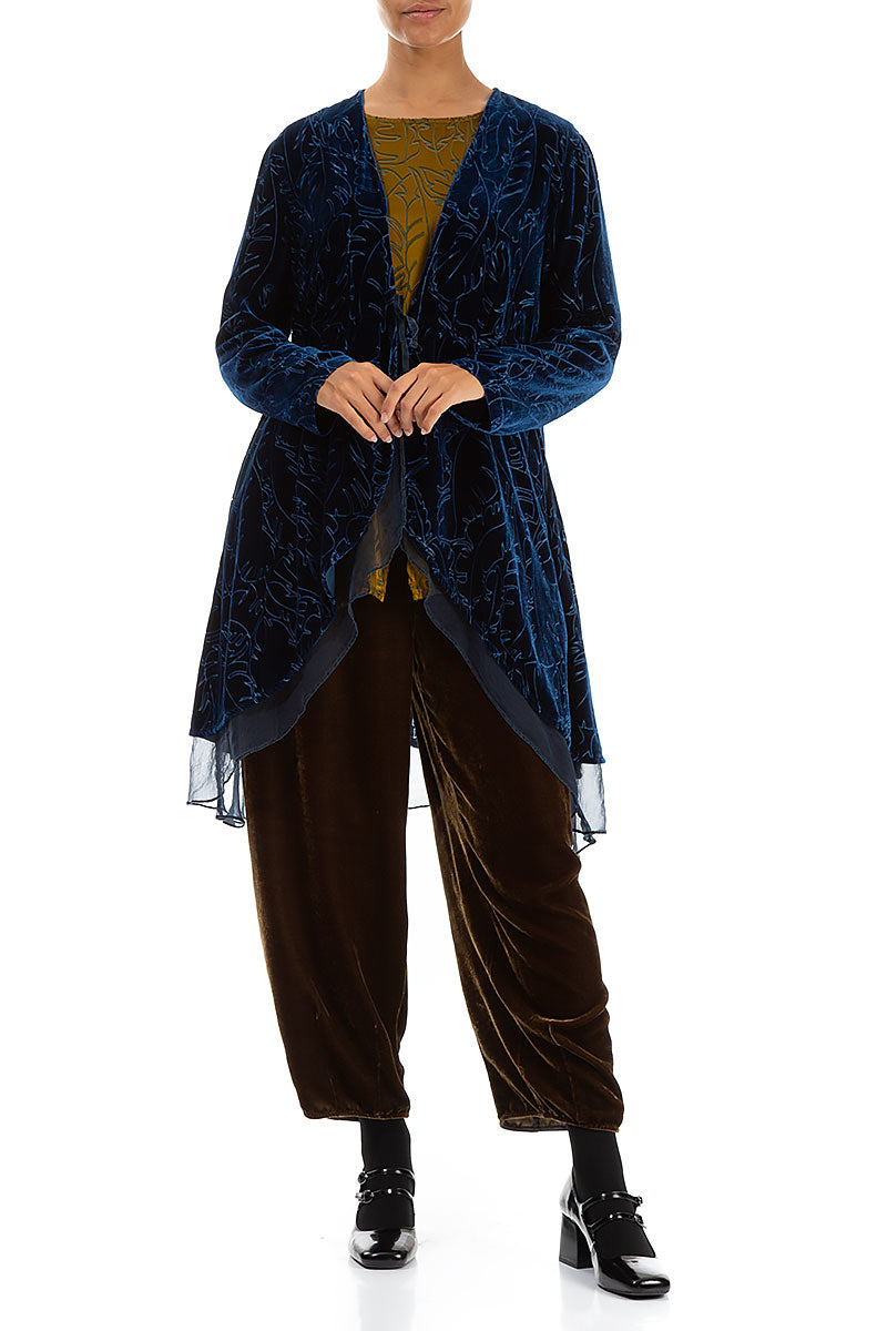 Loose Golden Sage Silk Velvet Trousers 4