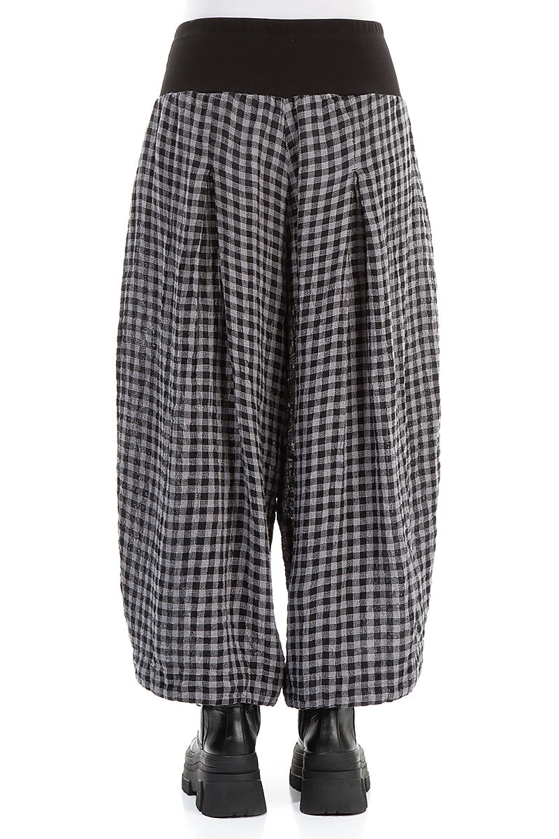 Loose Grey Check Linen Trousers 3