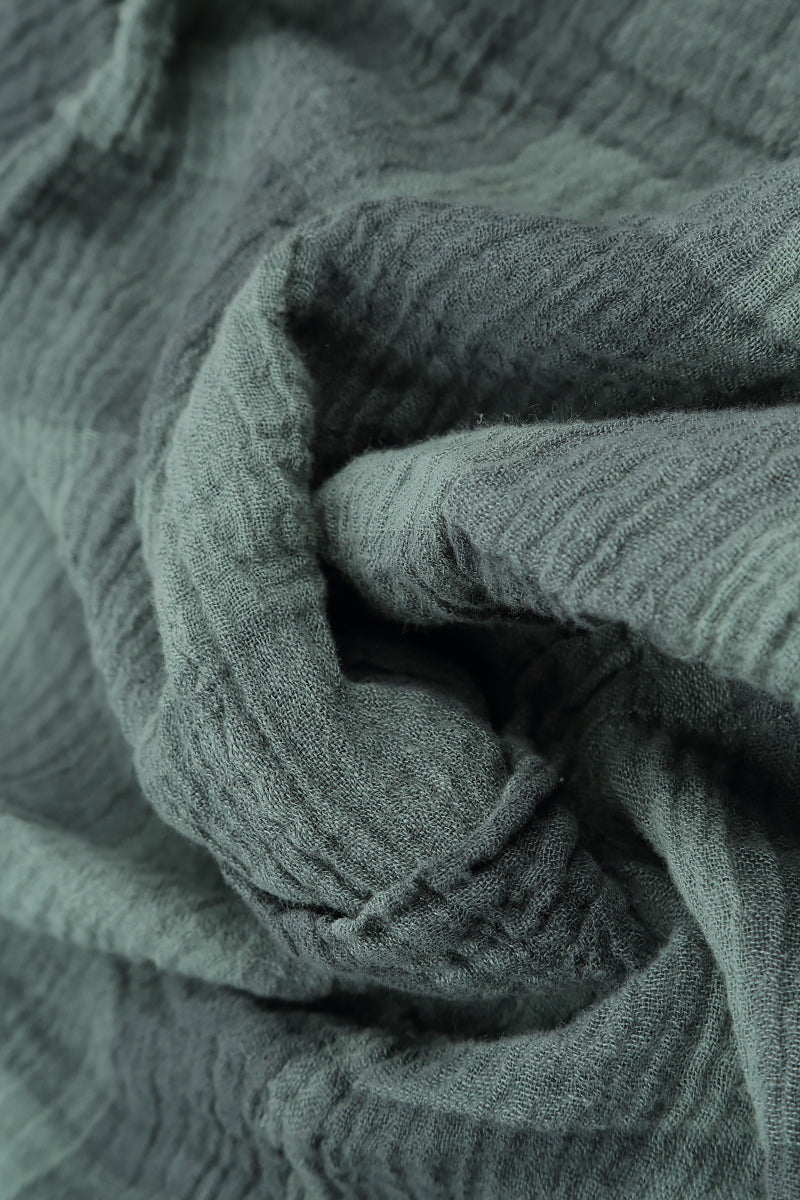 Loose Large Check Sage Gauze Linen Tunic 6