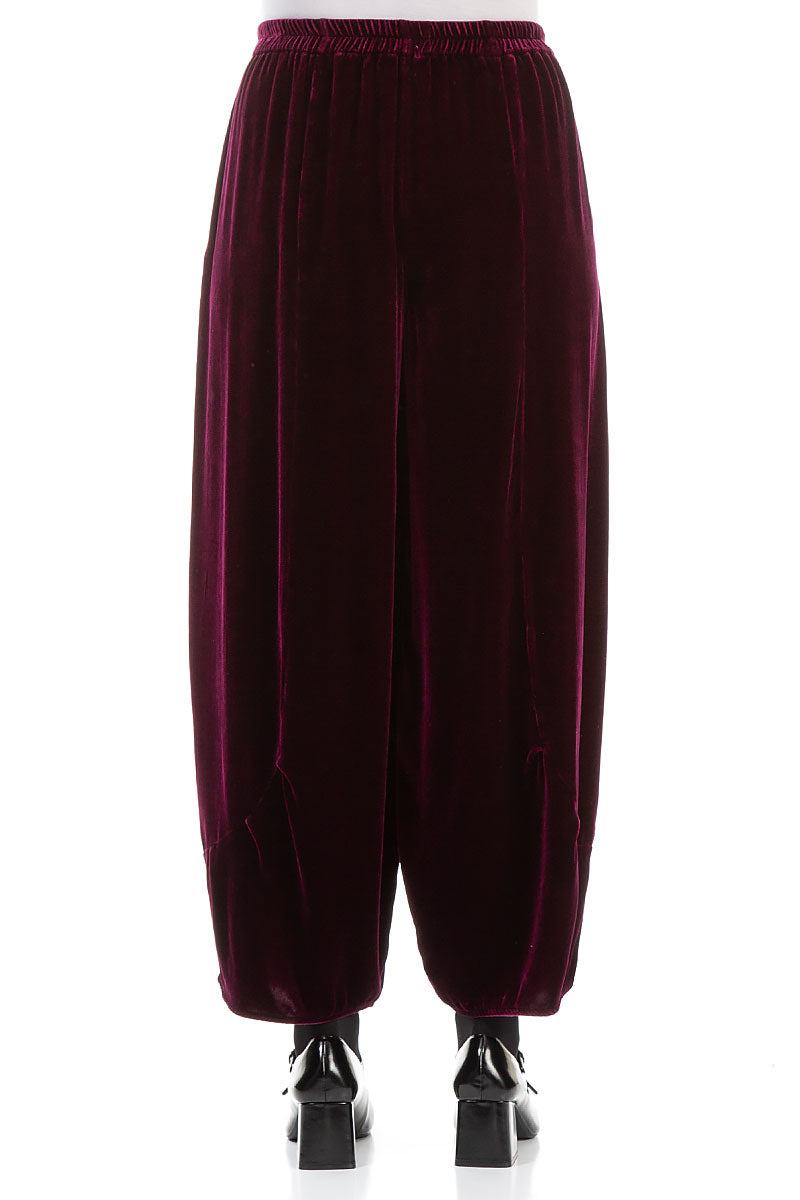 Loose Magenta Silk Velvet Trousers 2