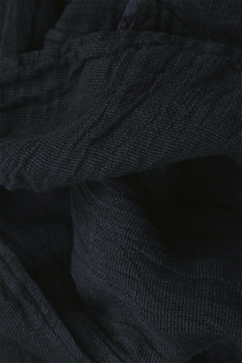 Loose Midnight Blue Textured Linen Trousers 4