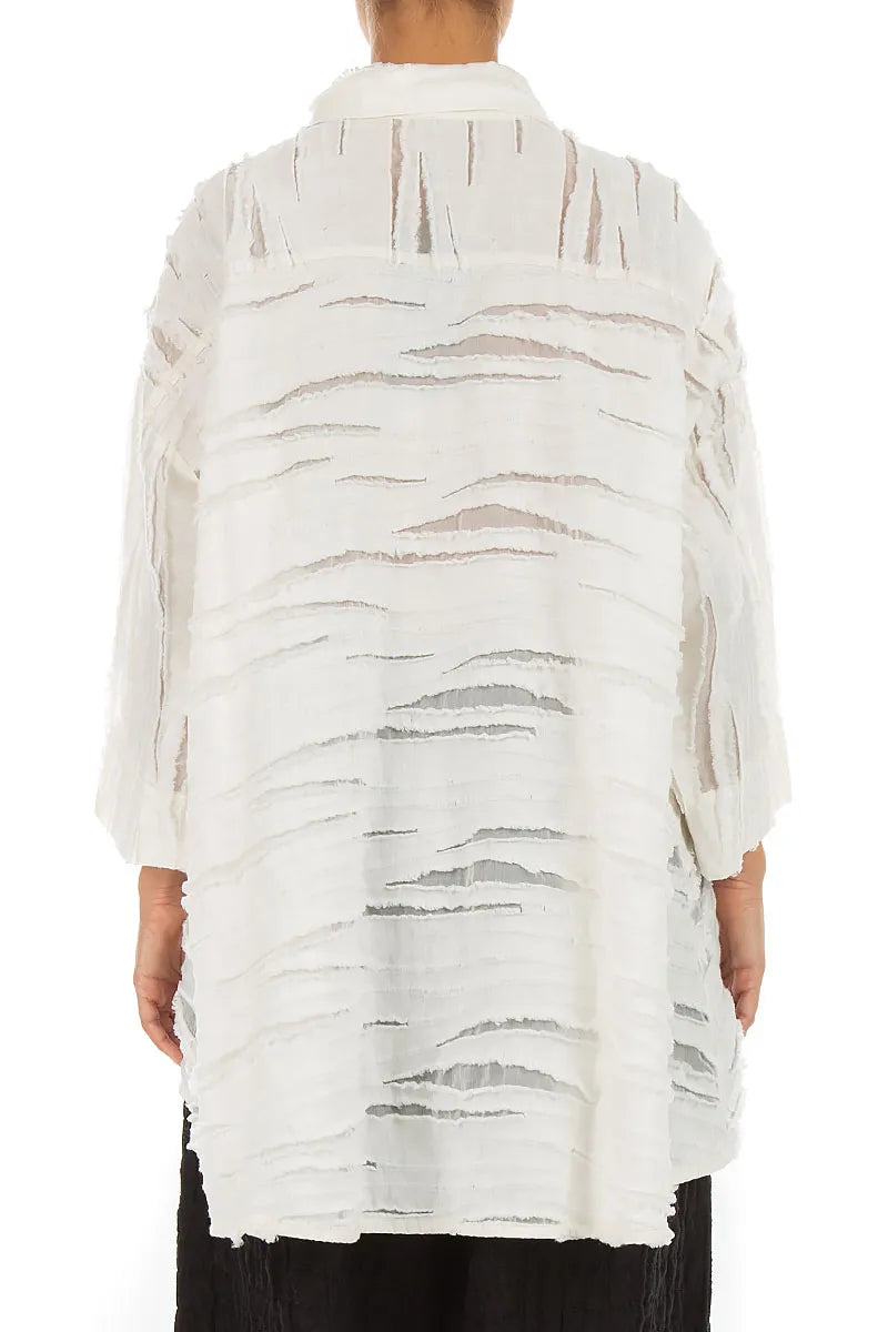 Loose Off White Fray Weave Shirt