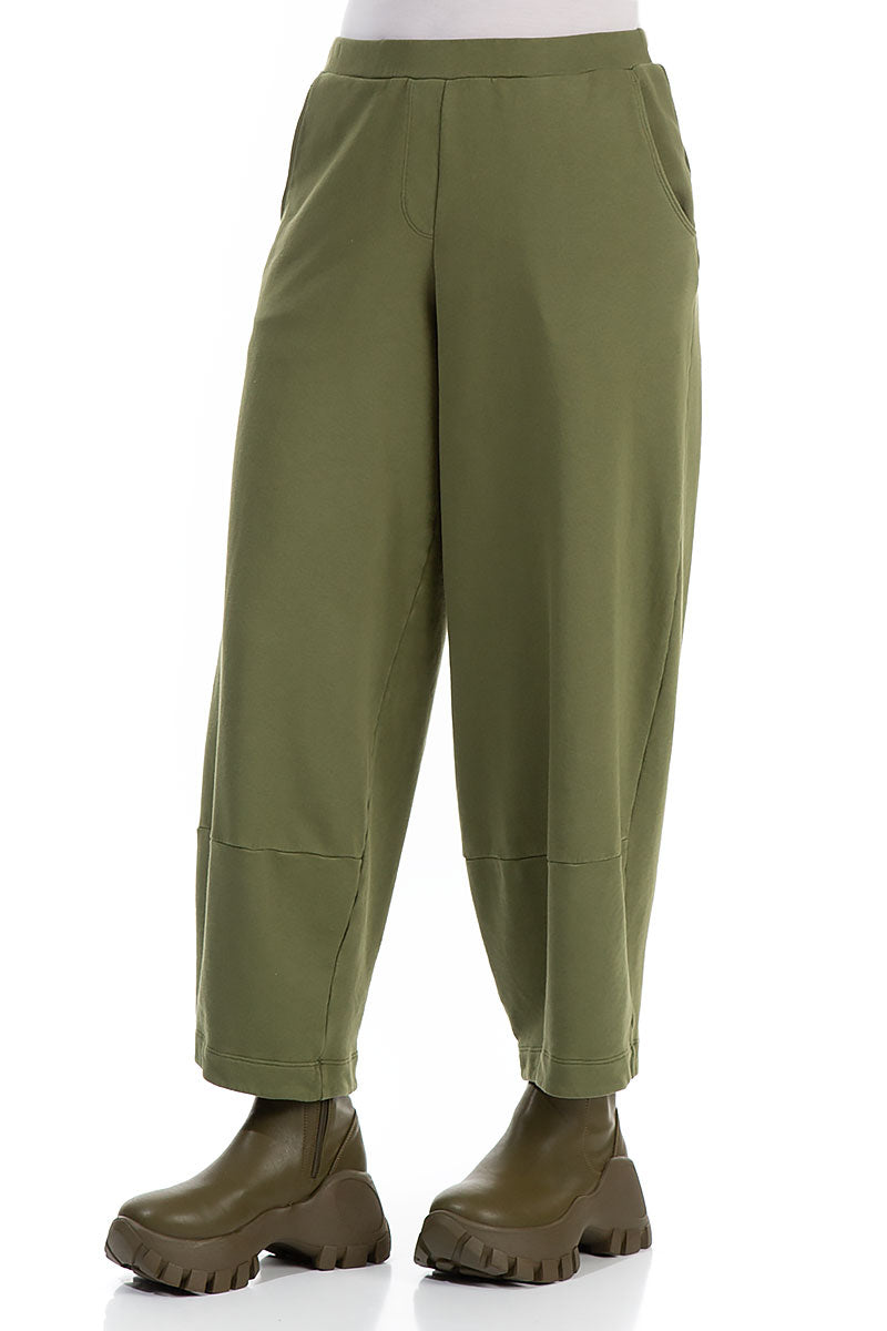 Loose Olive Cotton Trousers 3